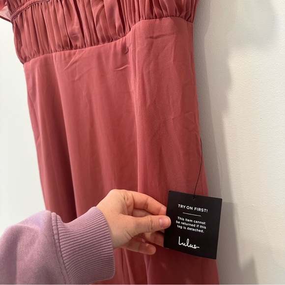 Lulus Exemplary Beauty Rusty Rose Sleeveless Tie Back Maxi Dress Wedding Guest - Picture 9 of 13